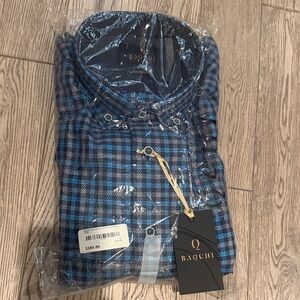 BAQCHI Men's Blue Plaid Button-Up Shirt - NWT